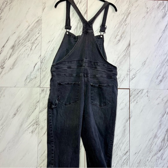 H&M Broken In Skinny Black Denim Overalls SZ 14 - Picture 6 of 9